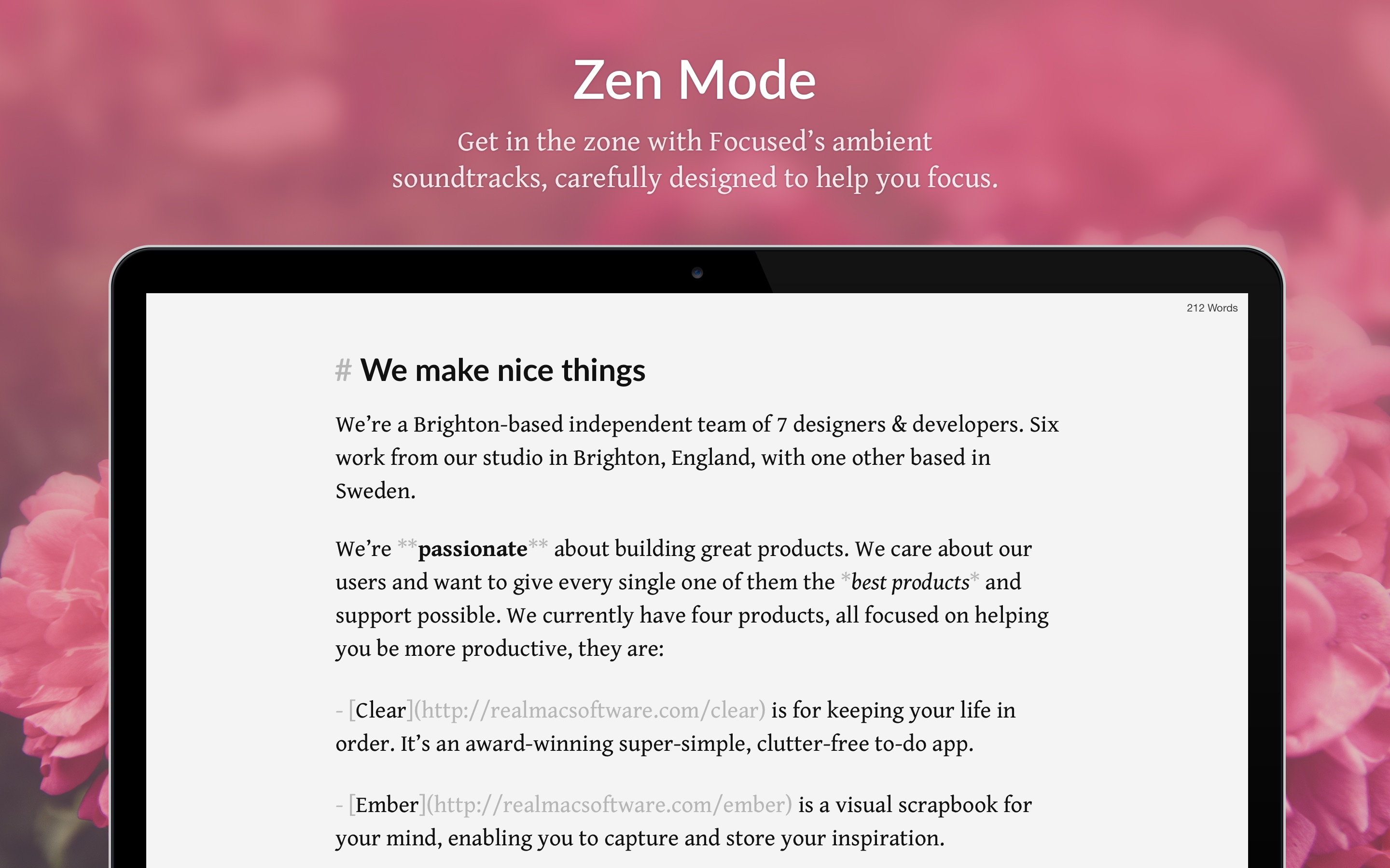 Screenshot do app Focused - Minimal Markdown App