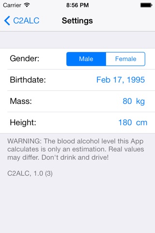 C2ALC - Blood Alcohol Content Calculator screenshot 4