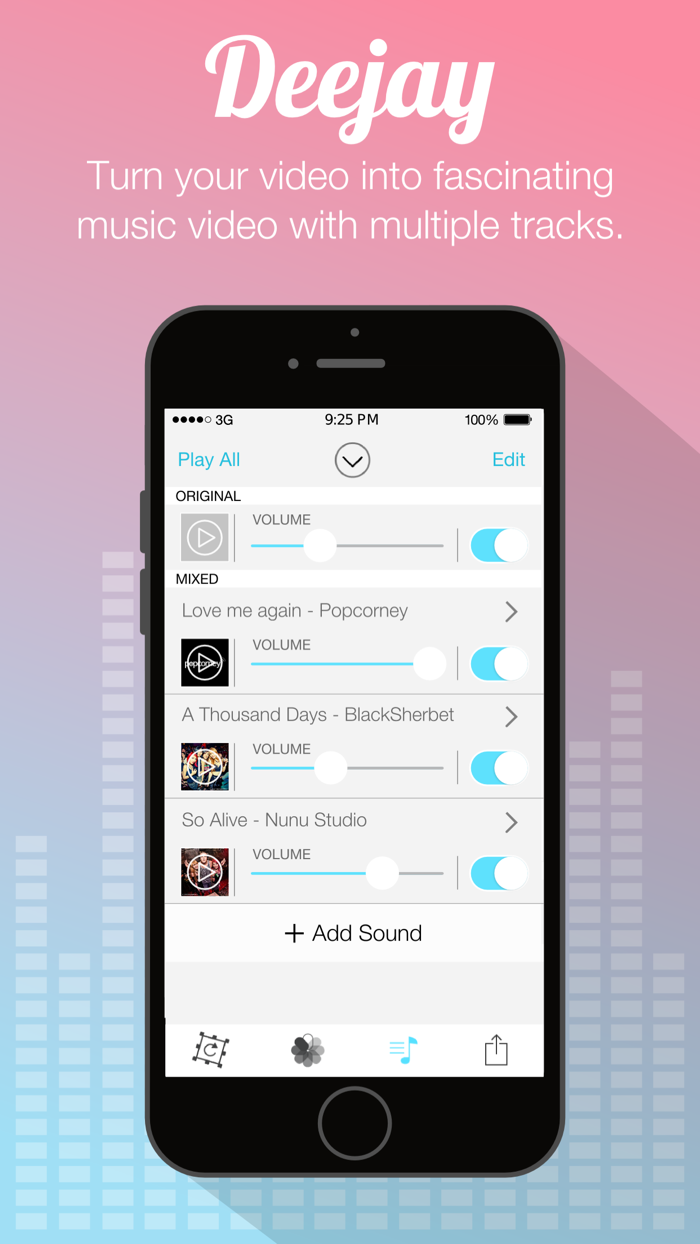 Video Sound Pro for Instagram - Add and Merge 10 Background Musics to Your Recorded Video Clips