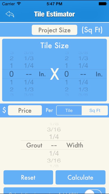 Tile Project Estimator Tool