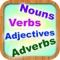 This app is a fun educational app for students to learn about nouns, verbs, adjectives, and adverbs