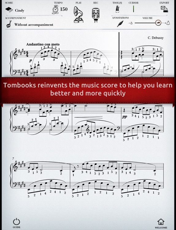 Play Debussy – Arabesque No. 1 (interactive piano sheet music)