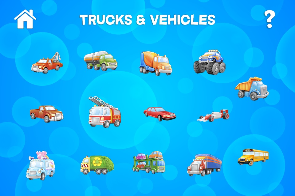 Tap Trucks and Things That Go Shape Puzzles screenshot 2