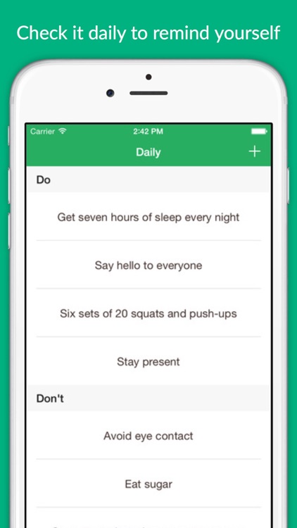 Daily - keep track of your dos and don'ts, everyday