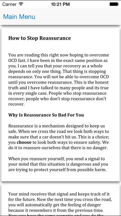 Fast OCD Recovery