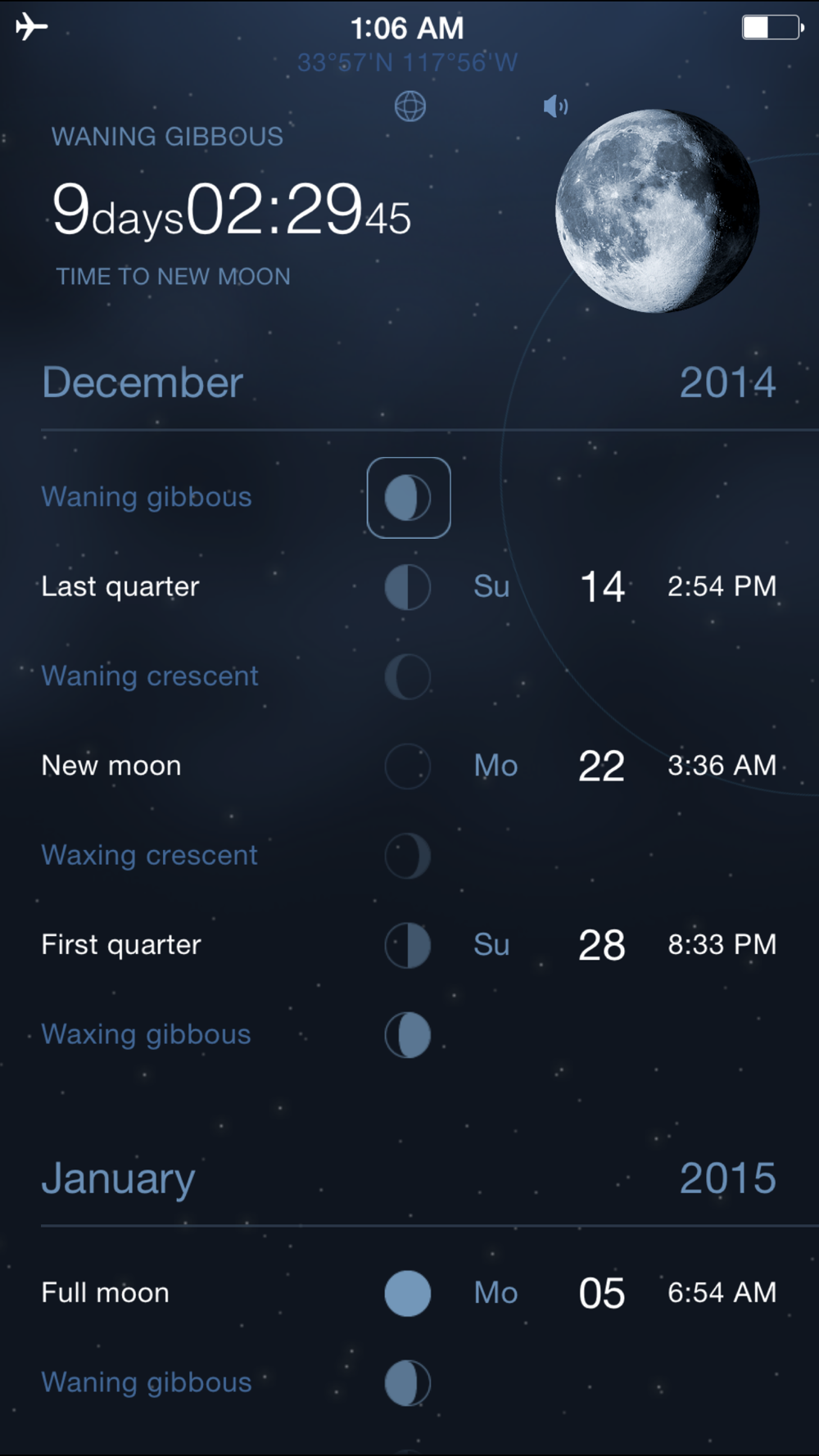 moon phase calendar for iphone