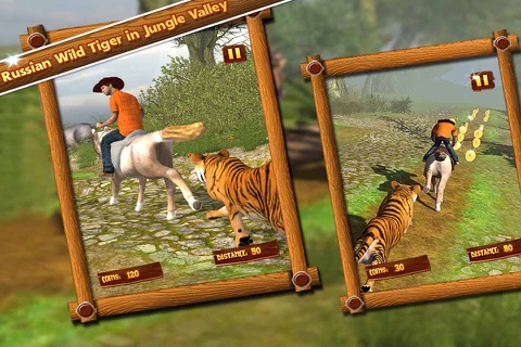 Horse Run 3D - Russian Wild Tiger Chase the Racing Equestrian in Jungle Valley screenshot 2