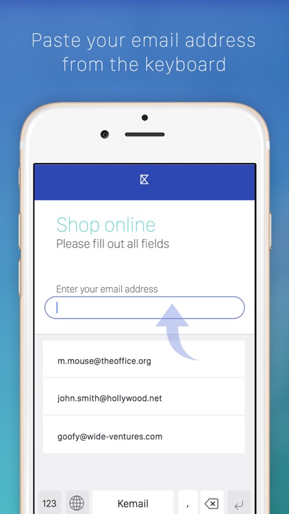 Kemail — keyboard to paste email addresses
