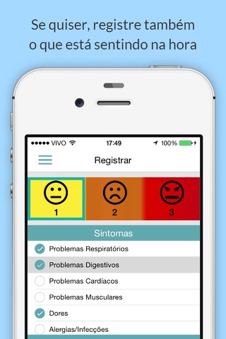 Stresslab - Ferramentas para autocontrole do stress. Para registrar com facilidade as ocorrências diárias de stress, oferecendo recursos, como gráficos e um guia de respiração e relaxamento, que auxiliam no controle e redução do stress. screenshot 2