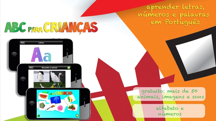 ABC para Crianças: Aprenda Português - Letras, Números e Palavras com Animais, Formas, Cores, Frutas e Legumes Grátis Livre Gratuito