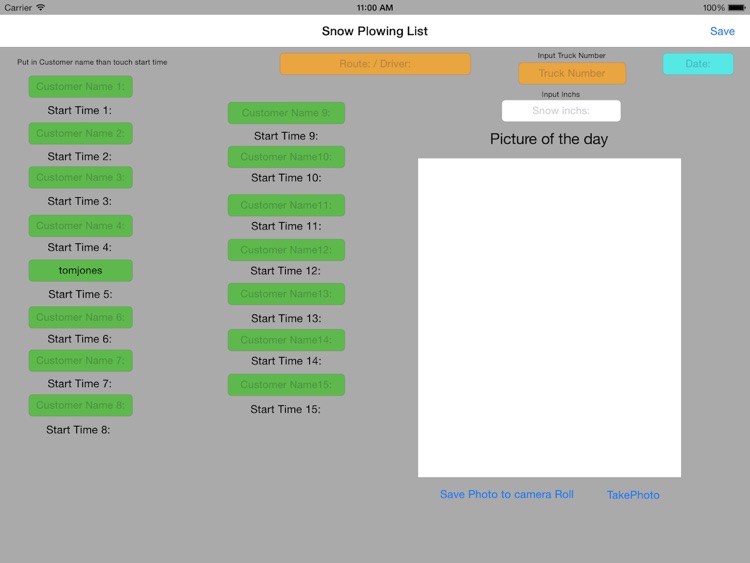 Snow Plowing List