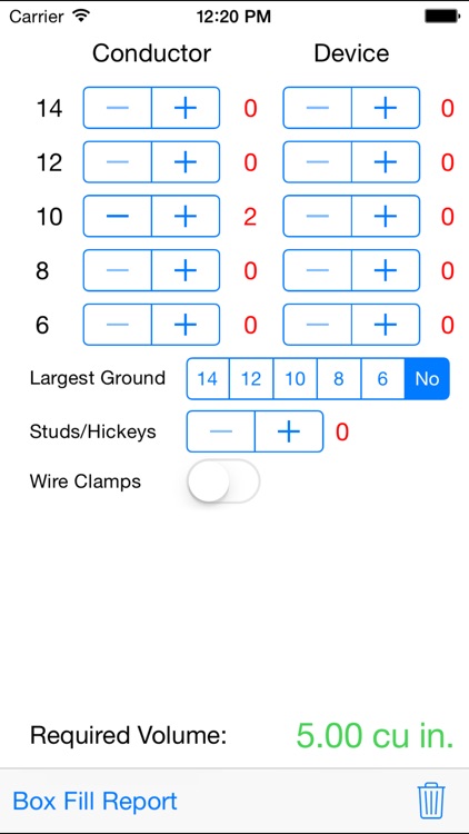 Electrical Box Fill Calculator