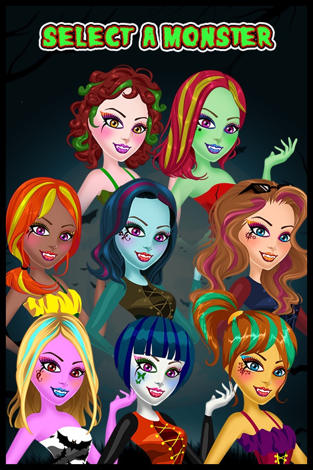 A Monster Make-up Girl Dress up Salon - Style me on a little spooky holiday night makeover fashion party for kids screenshot 3