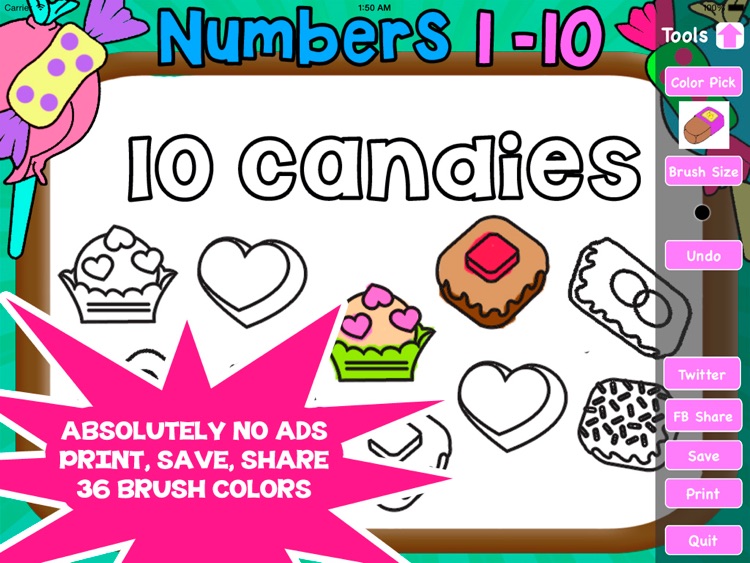 Candies and Numbers - Learn to Count Preschool Coloring Book screenshot-4