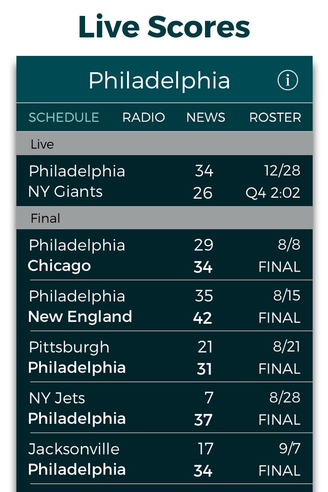 Philadelphia Football Radio & Live Scores screenshot 2
