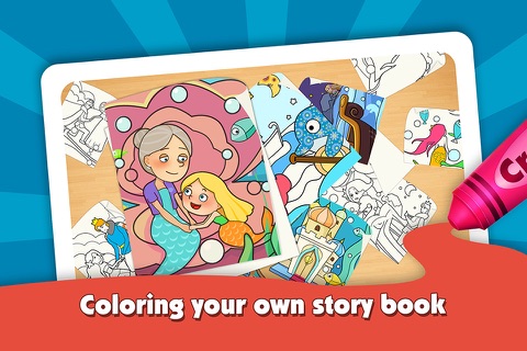 Kids Color Book: Bedtime Stories Little Mermaid Princess - Educational Coloring & Painting Game Design for Kids & Toddler screenshot 3