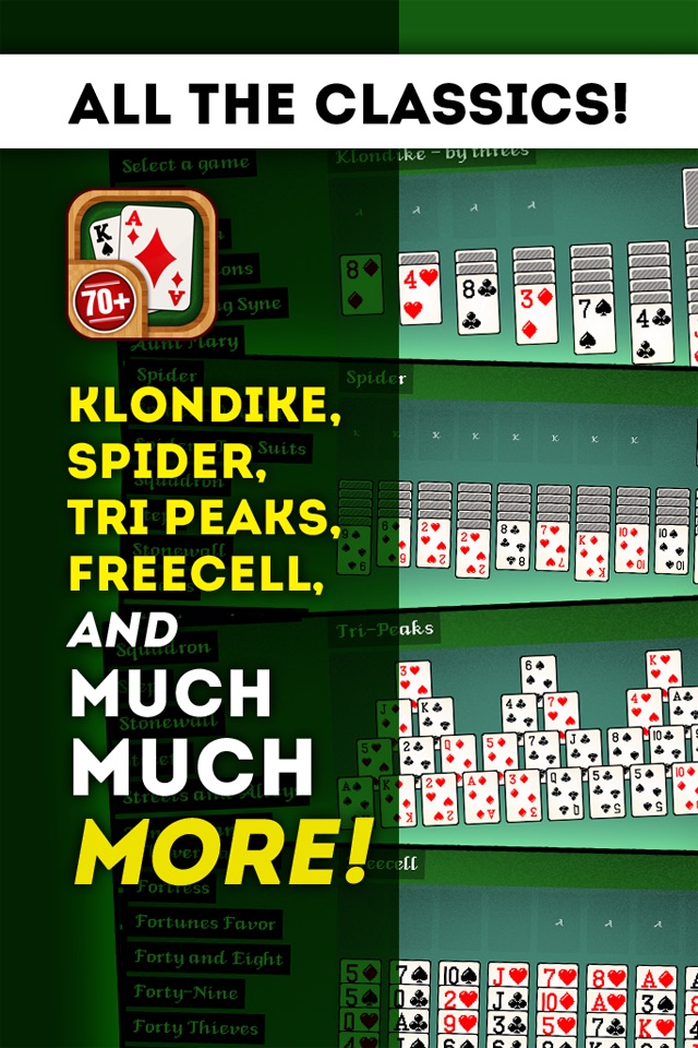 Solitaire 70+ Free Card Games in 1 Ultimate Classic Fun Pack : Spider, Klondike, FreeCell, Tri Peaks, Patience, and more for relaxing screenshot 2