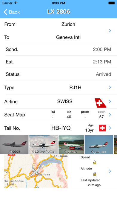 Swiss Airport - iPlane Flight Information Screenshot 2