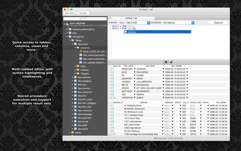 SQLPro for MSSQL 1.0.204  Database management studio for Microsoft SQL Server