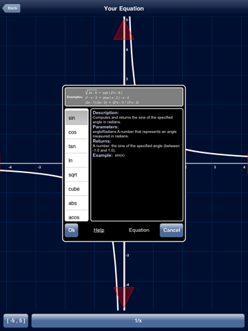 Скриншот из MathDraw: Draw, Chart, Plot, Graph, Calc Math Equations. Linear, Quadratic and Trigonometry. Bhaskara Formula. Perfect for College and University.