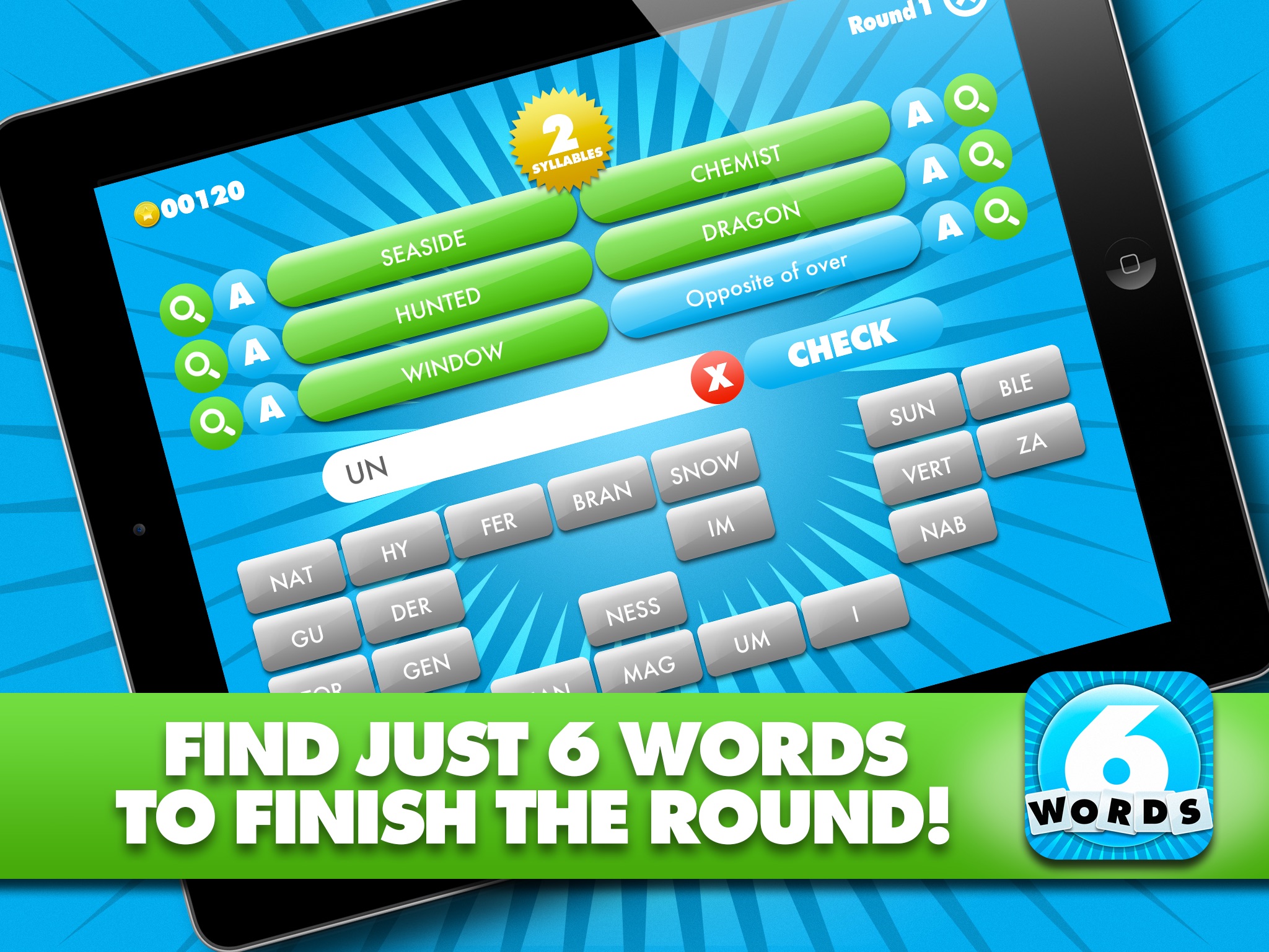 Just 6 Words HD - Use the syllables and build the words screenshot 2