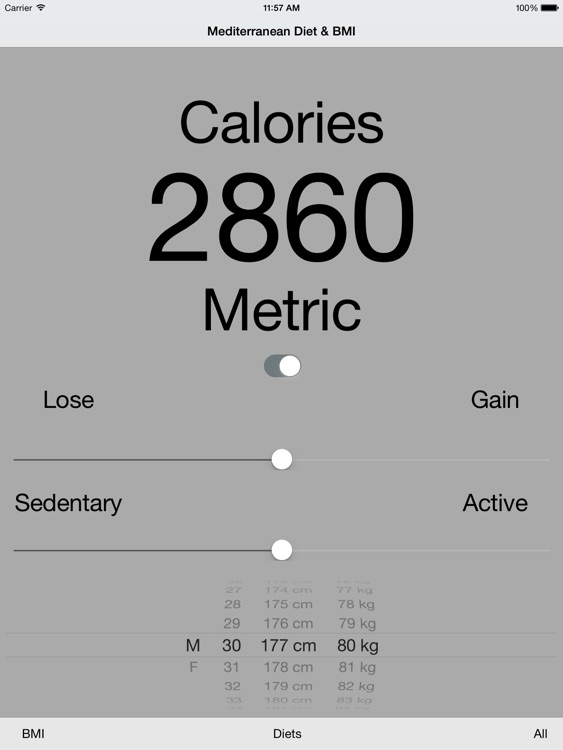 Mediterranean Diet Planner & Calorie BMI Calculator HD