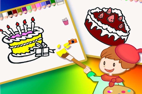 Coloring Book 4 about cakes - Designed for kids in Preschool or Kindergarden screenshot 2