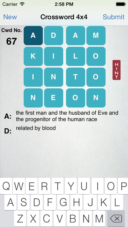 4x4 Crossword by LORVENSOFTTECH LTD