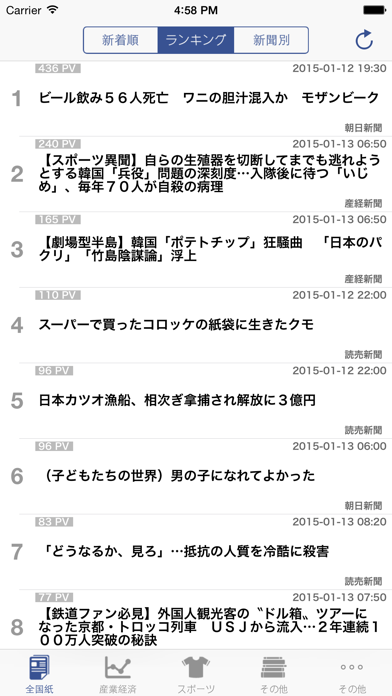 新聞コレクション（全国紙、スポーツ、産業経... screenshot1