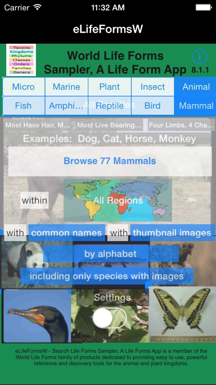 World Life Forms Sampler - eLifeFormsW - An Introductory Life Form App