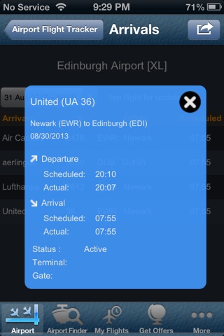 Edinburgh Airport (EDI) Flight Tracker Radar screenshot 2