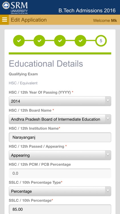 SRM BTech. 2016 Application screenshot-4
