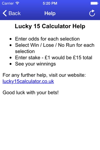 Lucky 15 Bet Calculator screenshot 3