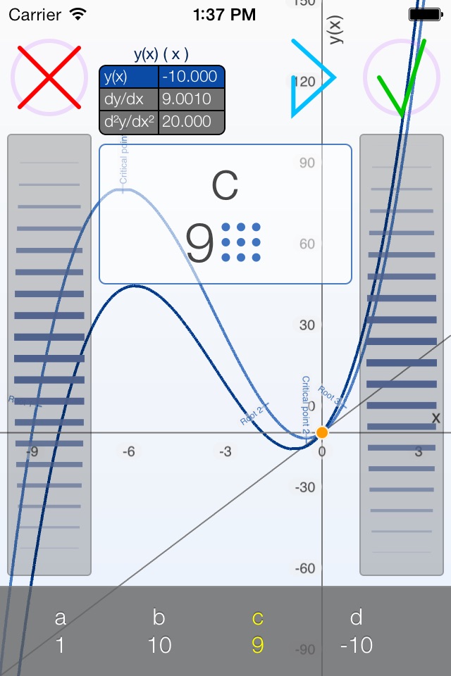 Cubic Solver - plot graph and find roots of cubic function [y = ax³ + bx² + cx + d] screenshot 2