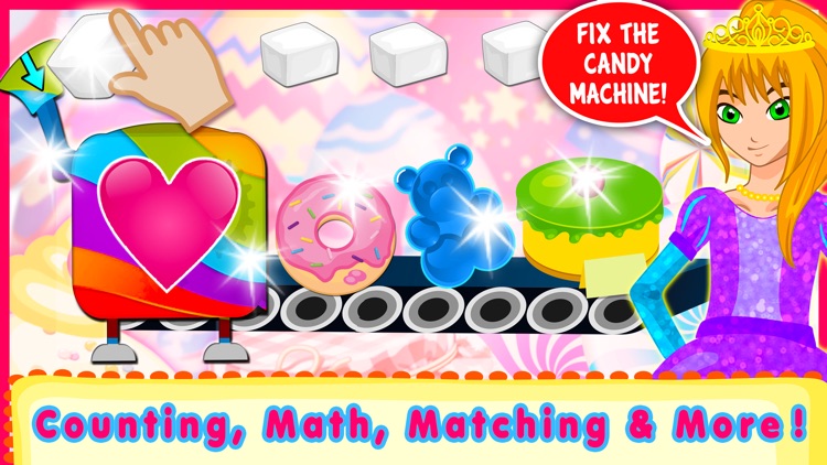 Valentine's Princess Candy Kitchen -  Educational Games for kids & Toddlers to teach Counting Numbers, Colors, Alphabet and Shapes! screenshot-3