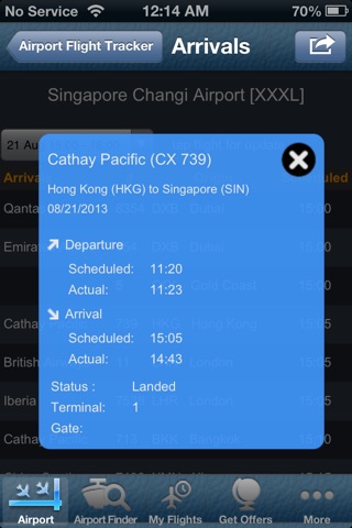 Singapore Changi Airport (SIN) Flight Tracker screenshot 3