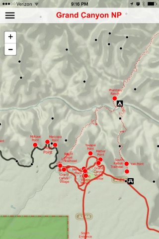 Grand Canyon National Park POI Map screenshot 2