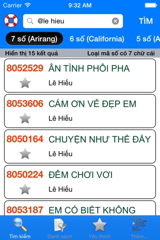 VNKaraoke - Tra cứu mã số karaoke 7, 6, 5 số Arirang, MusicCore, ViTek, Sơn Ca, Việt KTV screenshot 3