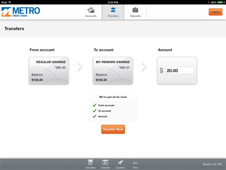 Metro Credit Union for iPad screenshot-3