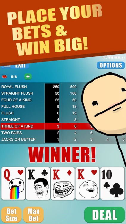 Rage Video Poker - New Comic Troll Face Casino Cards
