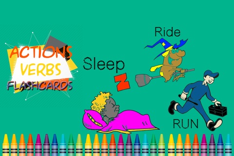 Actions Verbs Flashcards - coloring pages for kids screenshot 2