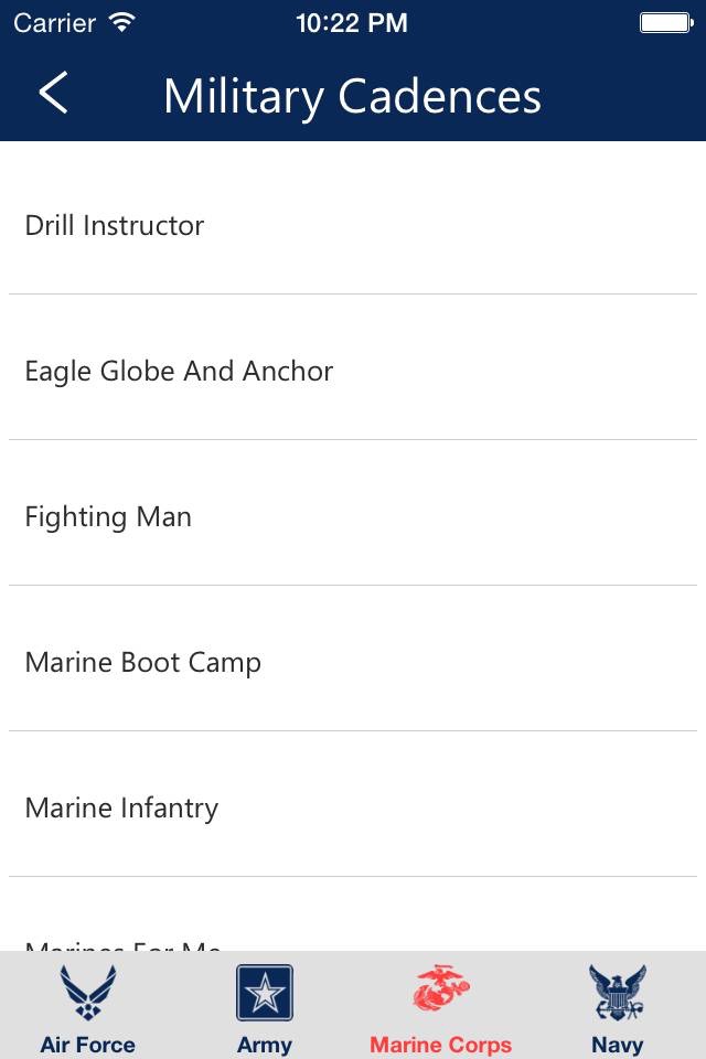 U.S. Military Cadences — Army, Navy, Air Force, & Marine Corps screenshot 2