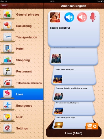 iTalk American English: Conversation guide - Learn to speak a language with audio phrasebook, vocabulary expressions, grammar exercises and tests for english speakers HD screenshot 2