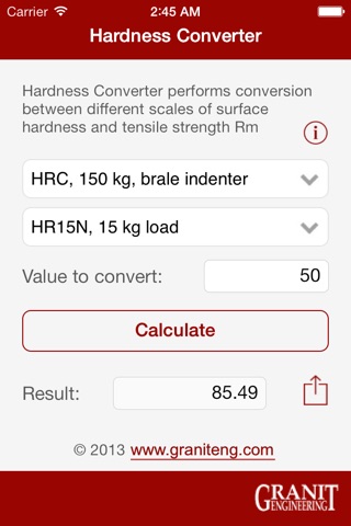 Hardness Converter 1.0 screenshot 2