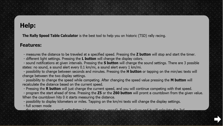Rally Speed Table Calculator screenshot-3