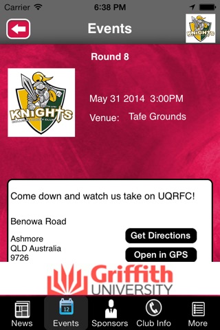 Griffith Uni Colleges Rugby Union Football Club screenshot 4