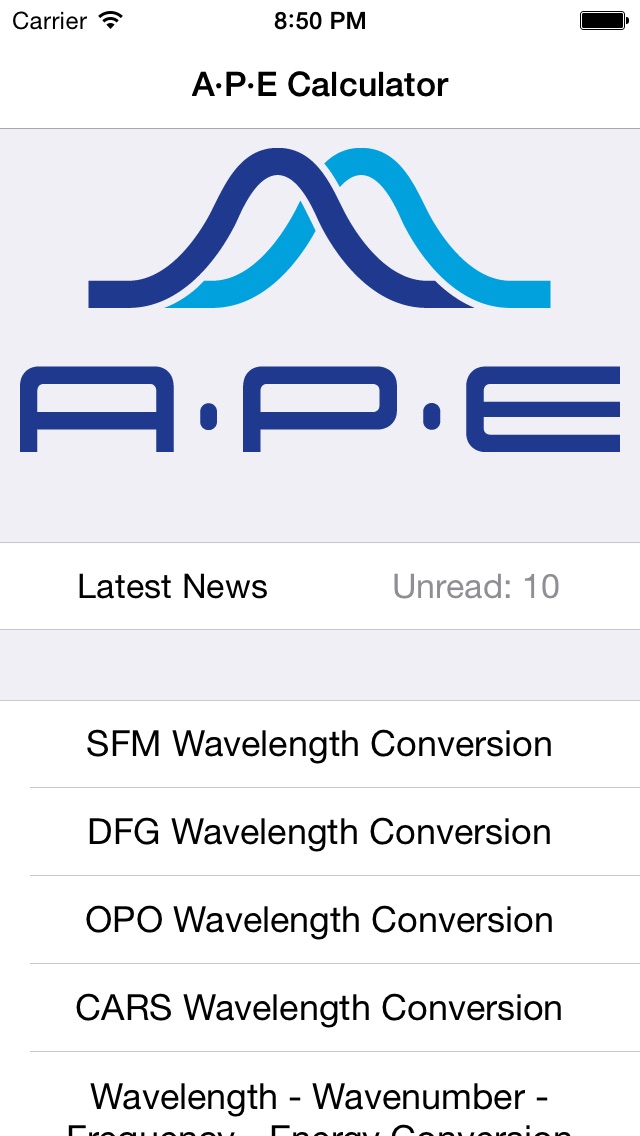 APE Optics Calculator iPhone App