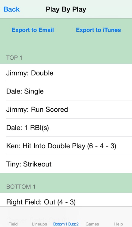 touchScore Baseball Scorecard