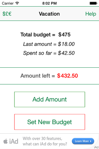 Vacation Budget Tracker screenshot 2