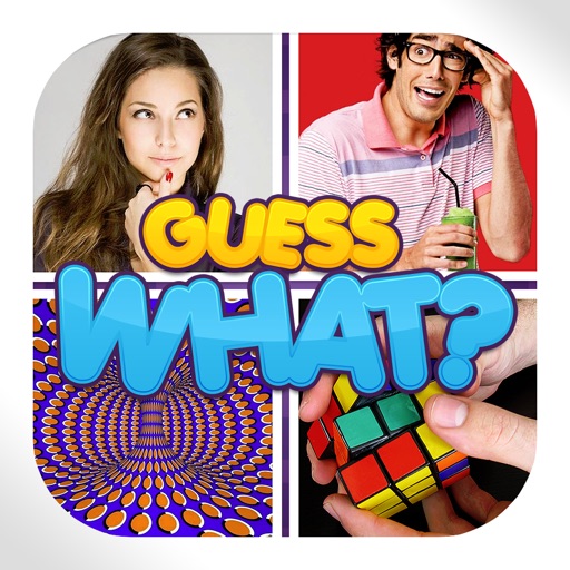 Guess What? Picture trivia. Fun pop quiz game to play with friends and figure out 1 word from 4 pics & puzzles.